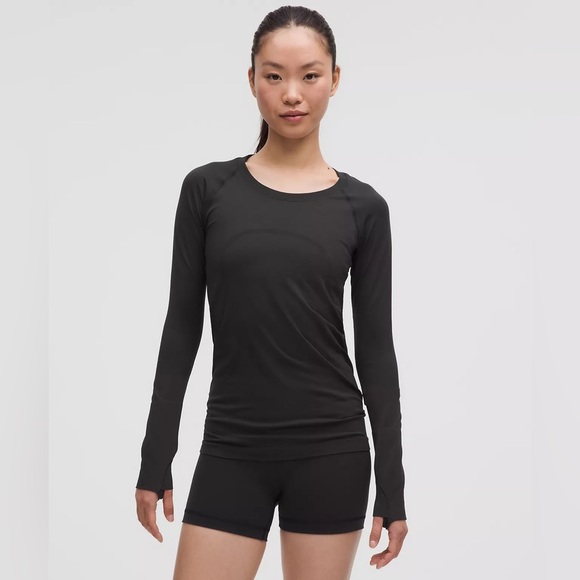Lululemon Black Seamless Long Sleeve Top | Thumbholes Sweat Life size M - Picture 1 of 9